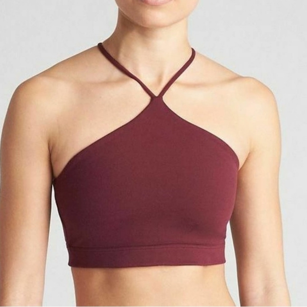 Gapfit Eclipse Halter High Neck Sports Bra Sz S Burgundy EUC Yoga Barre Gym
